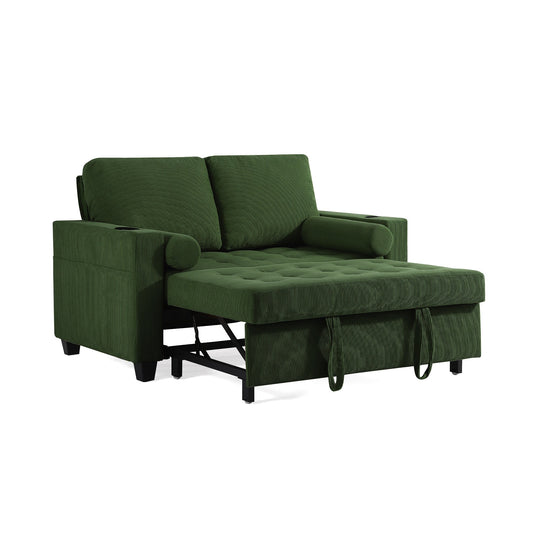3-In-1 Pull-Out Sleeper Sofa Bed Convertible Adjustable Multi-Functional Loveseat with USB Port