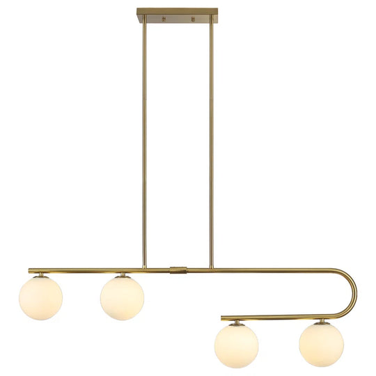 4 - Light Modern Kitchen Island Chandelier with Globe Glass Shade for Dining Room Living Room Entry