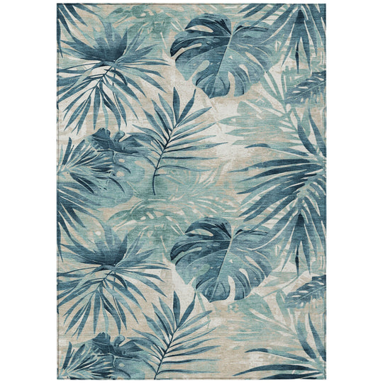 Machine Washable Indoor/ Outdoor Coastal Palm Chantille Rug