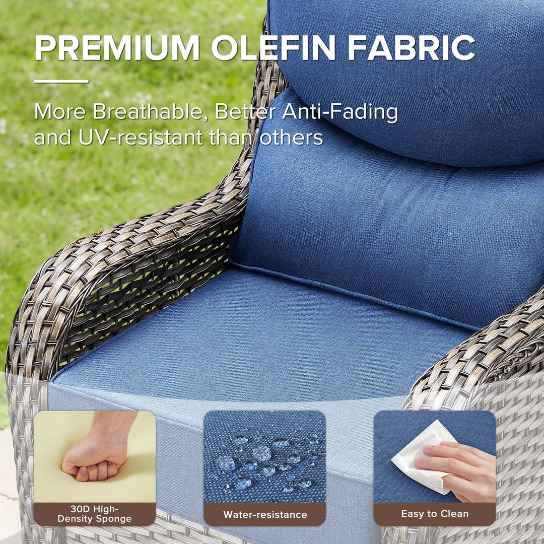 7-Piece Patio Furniture Set with Swivel Glider Chairs, 6-Inch Ultra-Plush Cushions & Water-Resistant Olefin Fabric