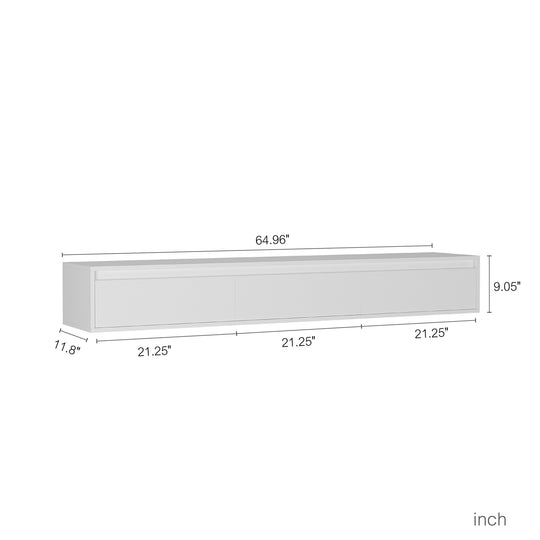 Floating TV Stand with LED Lights and Power Outlet, Wall Mounted High Gloss TV Cabinet for 60-69 Inch Tvs