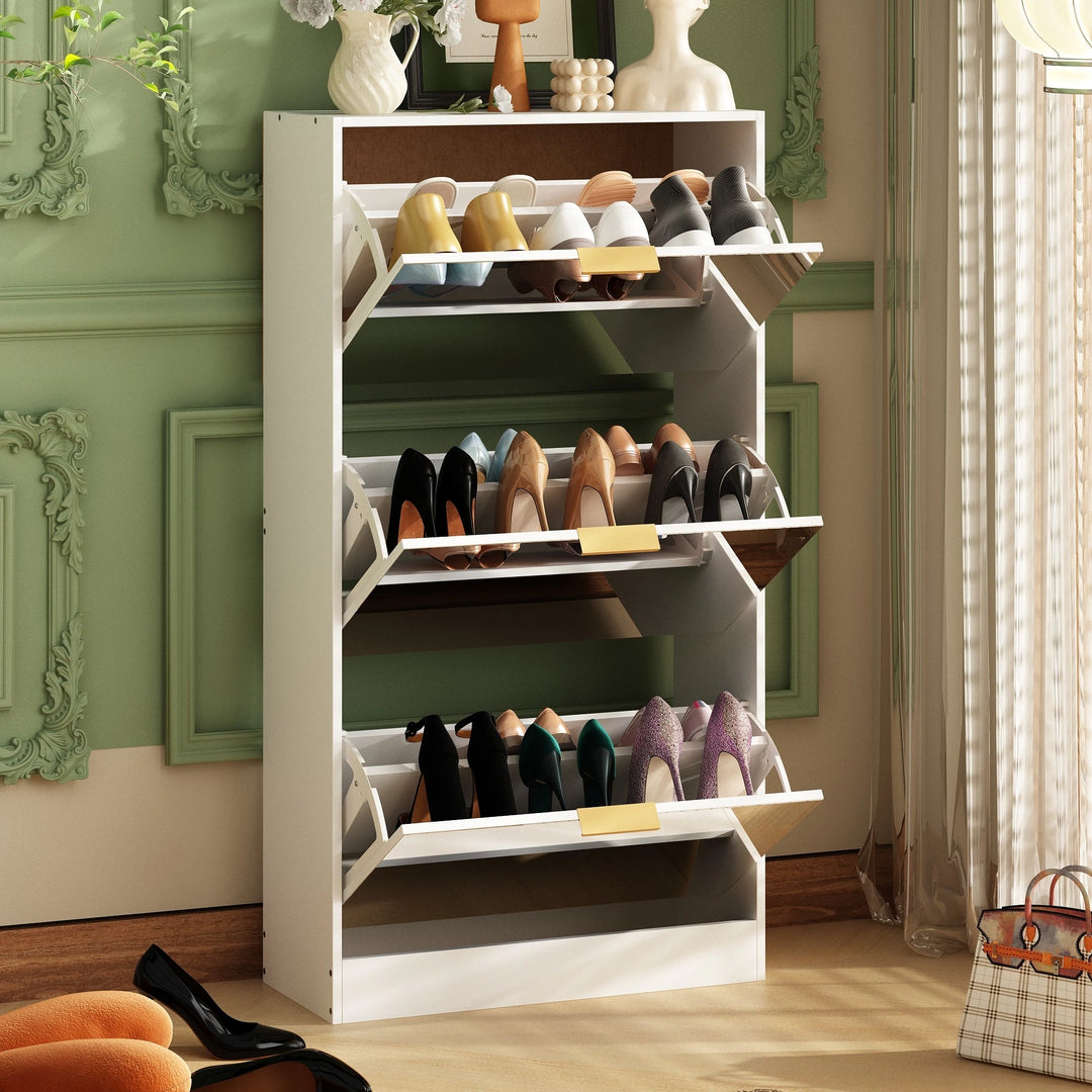 Mirrored Flip Drawer Shoe Cabinet Storage Cabinet Organizer