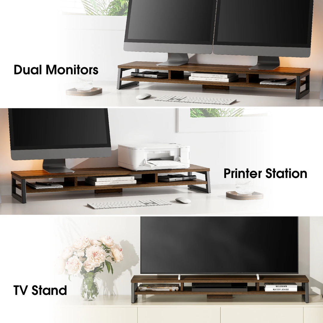 Fenge Dual Monitor Stand Riser for Desk, 42.5In Large Monitor Stand for 2 Monitor - 42.5X9.2X5.4 Inches