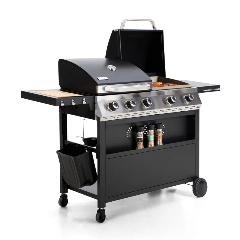 Synae Propane Gas Griddle Grill Combo – Dual BBQ Grill & Flat Top Griddle