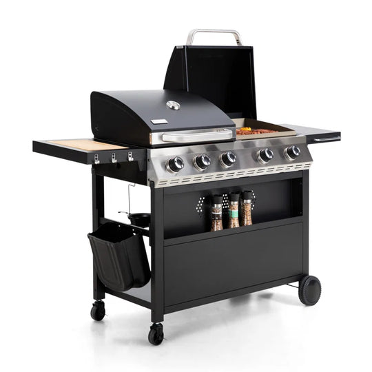 Synae Propane Gas Griddle Grill Combo – Dual BBQ Grill & Flat Top Griddle