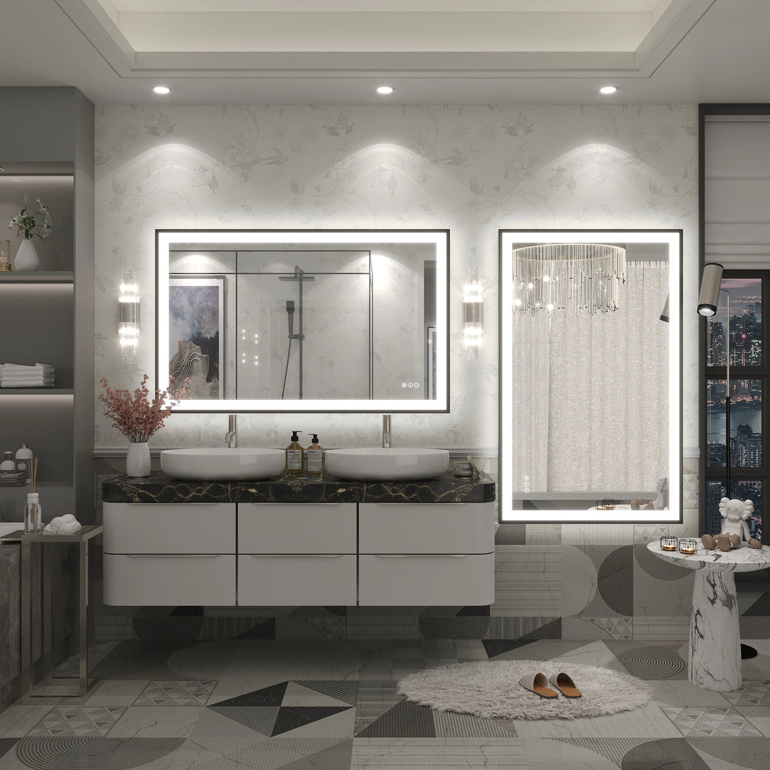 Extra Large Black Frame LED Bathroom Vanity Mirror with 3 Years Warranty and UL Certified