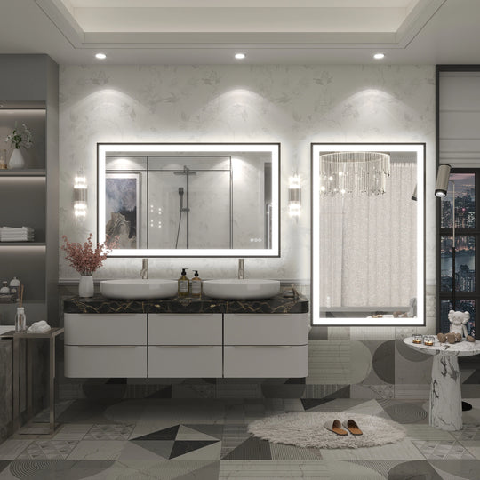 Extra Large Black Frame LED Bathroom Vanity Mirror with 3 Years Warranty and UL Certified
