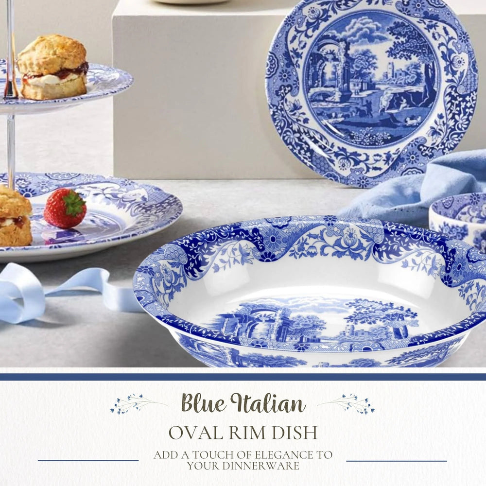 Blue Italian Oval Rim Dish