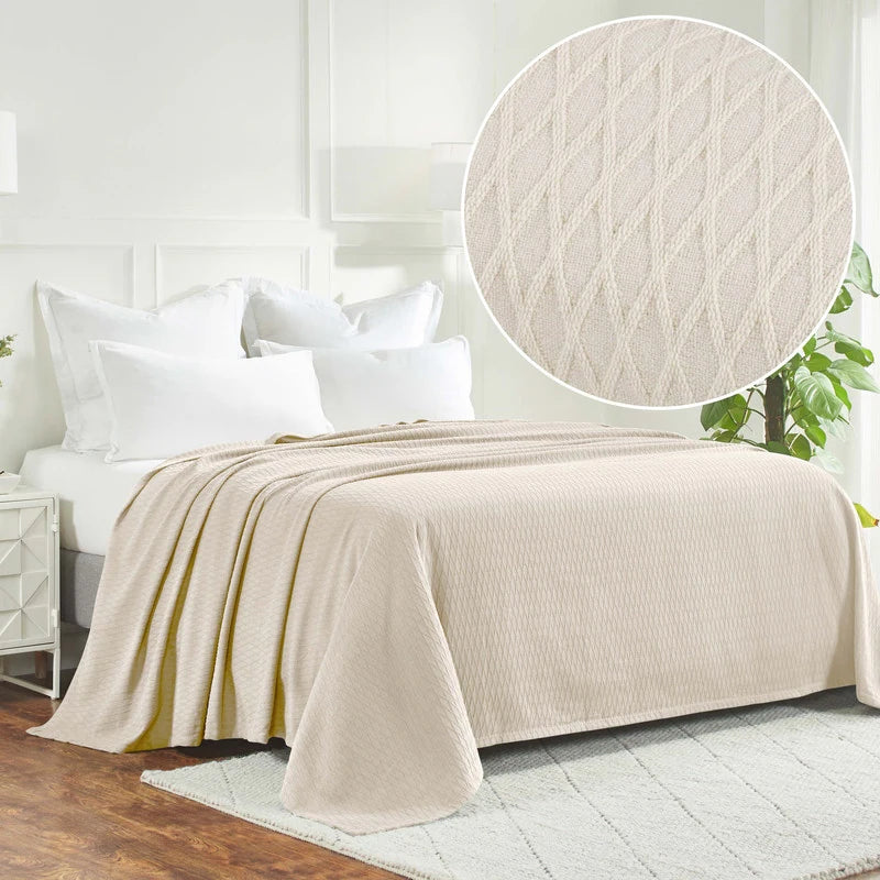 Diamond Weave All-Season Bedding Cotton Blanket