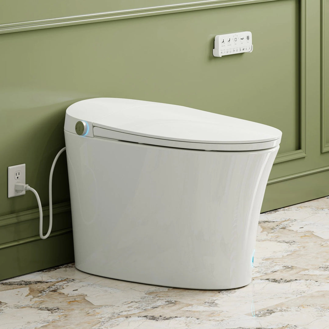 Elongated Bidet Toilet with Tank Auto Flush UVC Sterilization White - 12 Inch Rough In