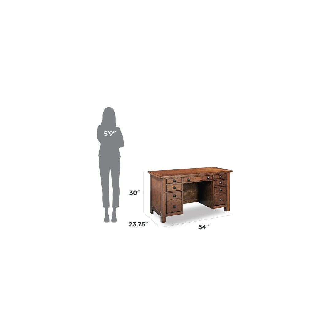 Tahoe Aged Maple 54" W Executive Pedestal Desk by Homestyles
