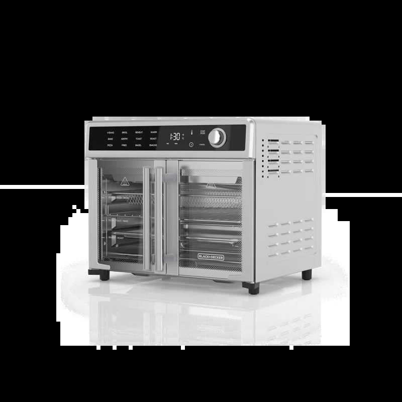 Air Fryer Toaster Oven Combo, 12 in 1 Countertop Convection Oven Cooks Food Fast, Fits a Whole Pizza, French Doors