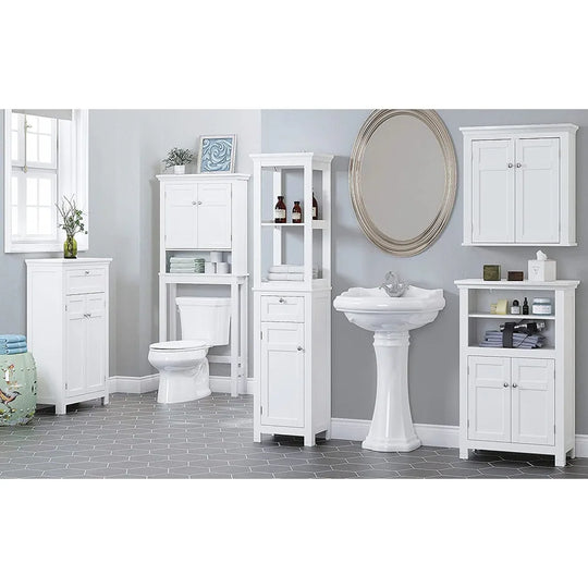 Spirich Home Bathroom Shelf Over-The-Toilet, Bathroom Spacesaver, Bathroom Bathroom Storage Cabinet Organizer with Drawer