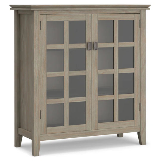 Artisan 38"W Solid Wood Transitional Medium Storage Cabinet with Glass Doors and Adjustable Shelves