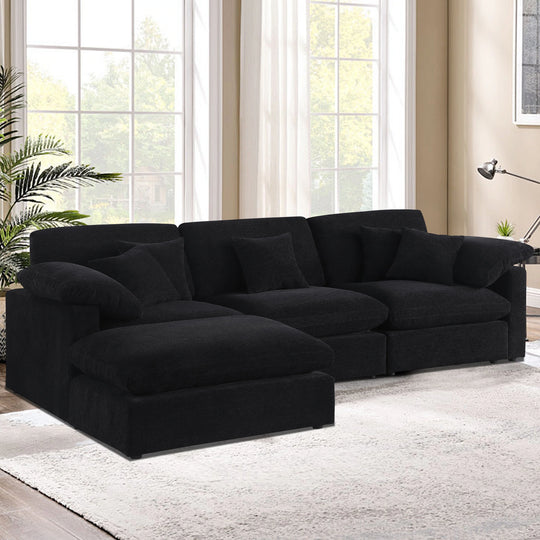 Modern 117" L Shape Sectional Sofa Cloud Couch with Removable Ottoman