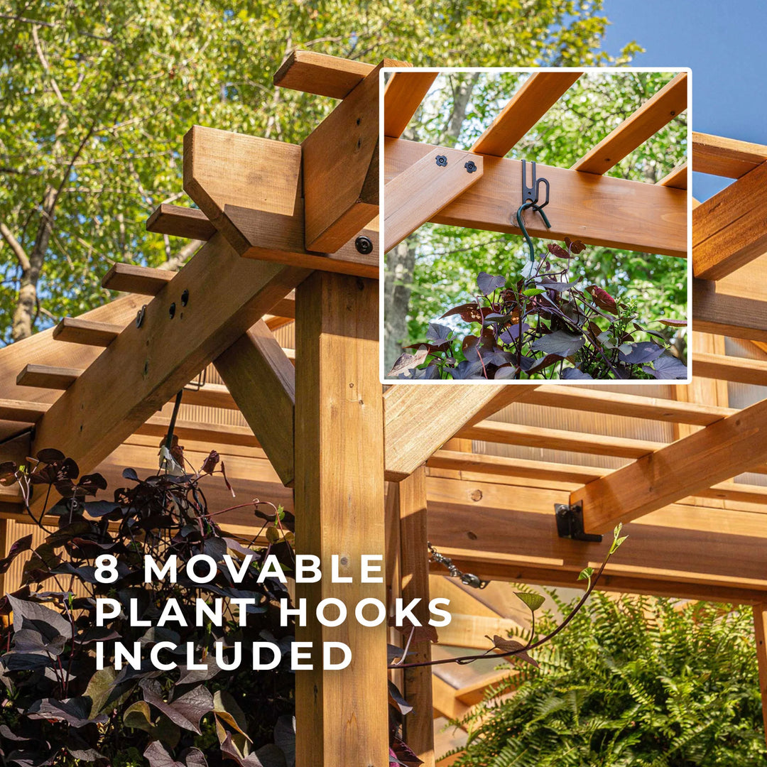Bellerose XL 13'X11' Cedar Wood Greenhouse, Pergola - 13 X 11