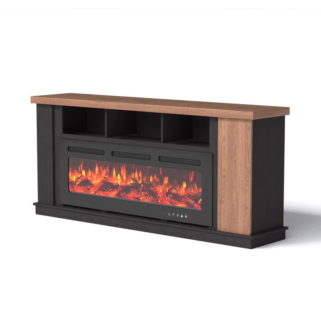 70" TV Stand with Electric Fireplace Heater, Media Entertainment Center Console for Tvs up to 80" with Storage Cabinet