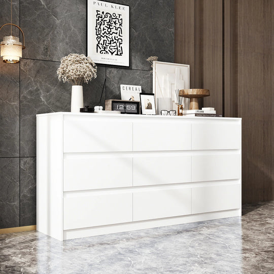 63"W 9 Drawer Dresser Accent Dresser for Living Room Bedroom Chest