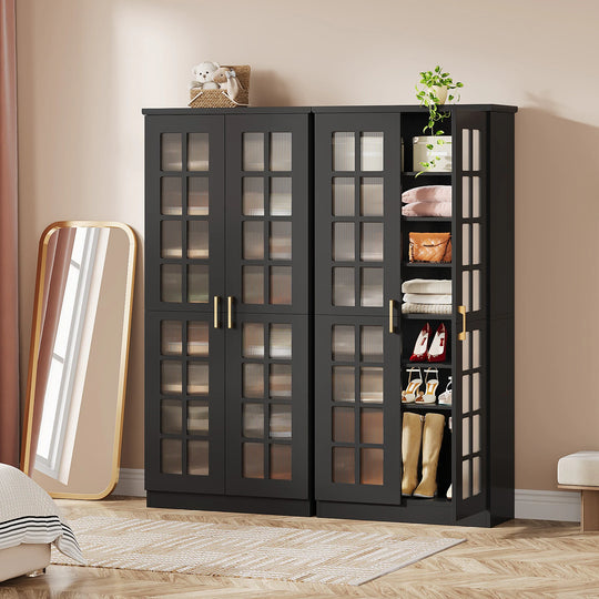 9-Tier Shoe Cabinet with Adjustable Shelves and Doors (71 Inches)