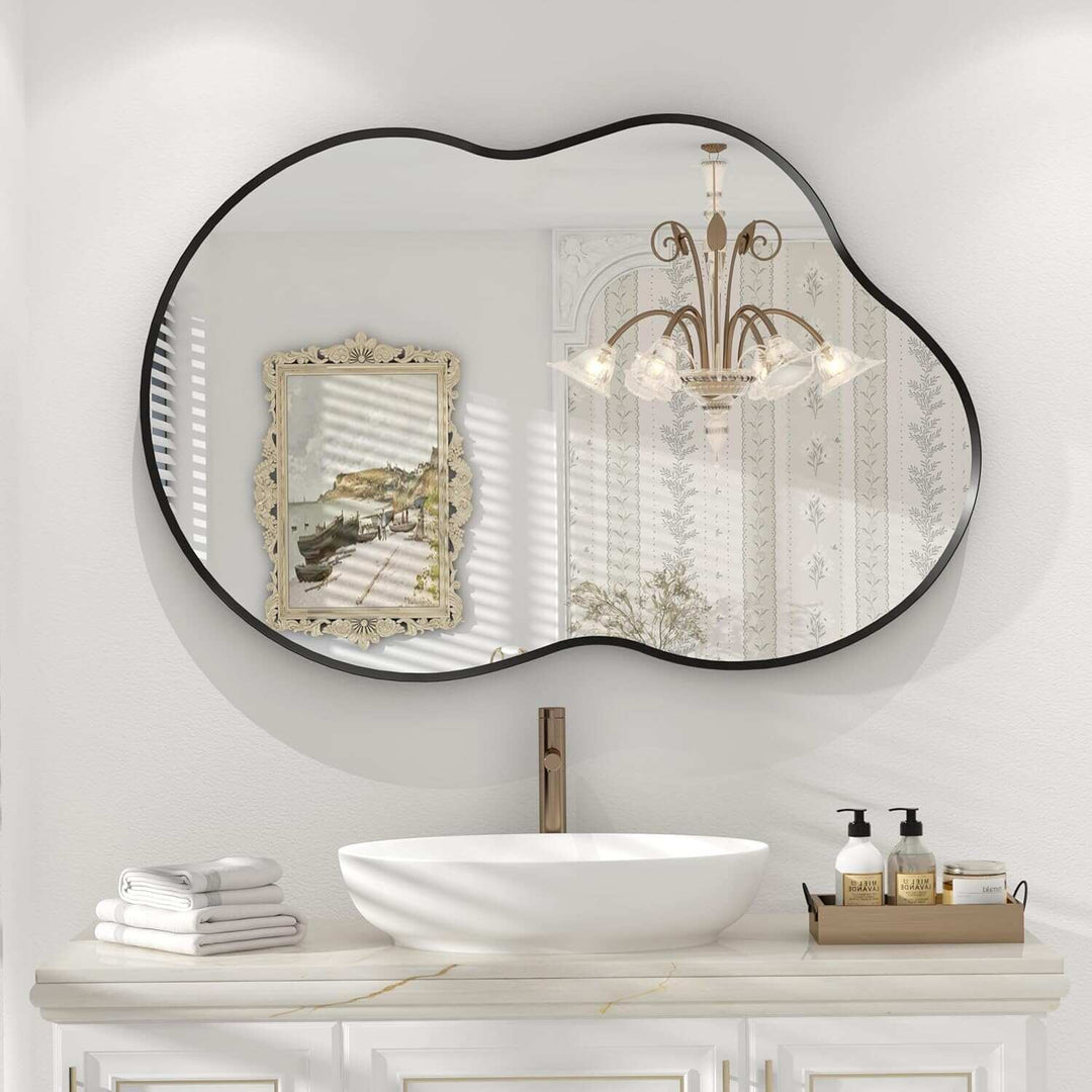 Asymmetrical Cloud High-Strength Aluminum Alloy Framed Easy French Mounted Wall Mirror