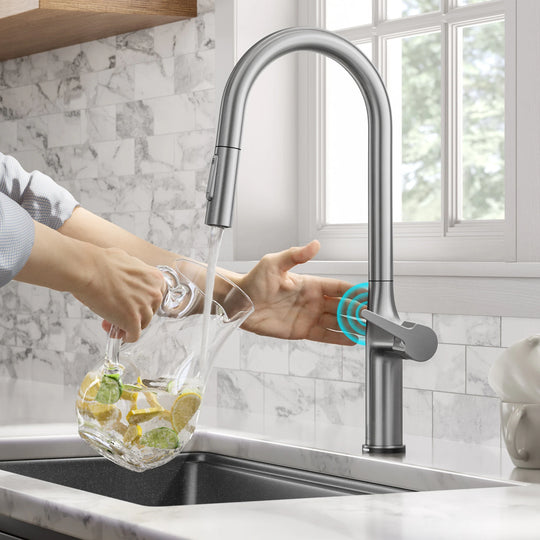 2-Function 1-Handle 1-Hole Pulldown Sprayer Brass Kitchen Faucet