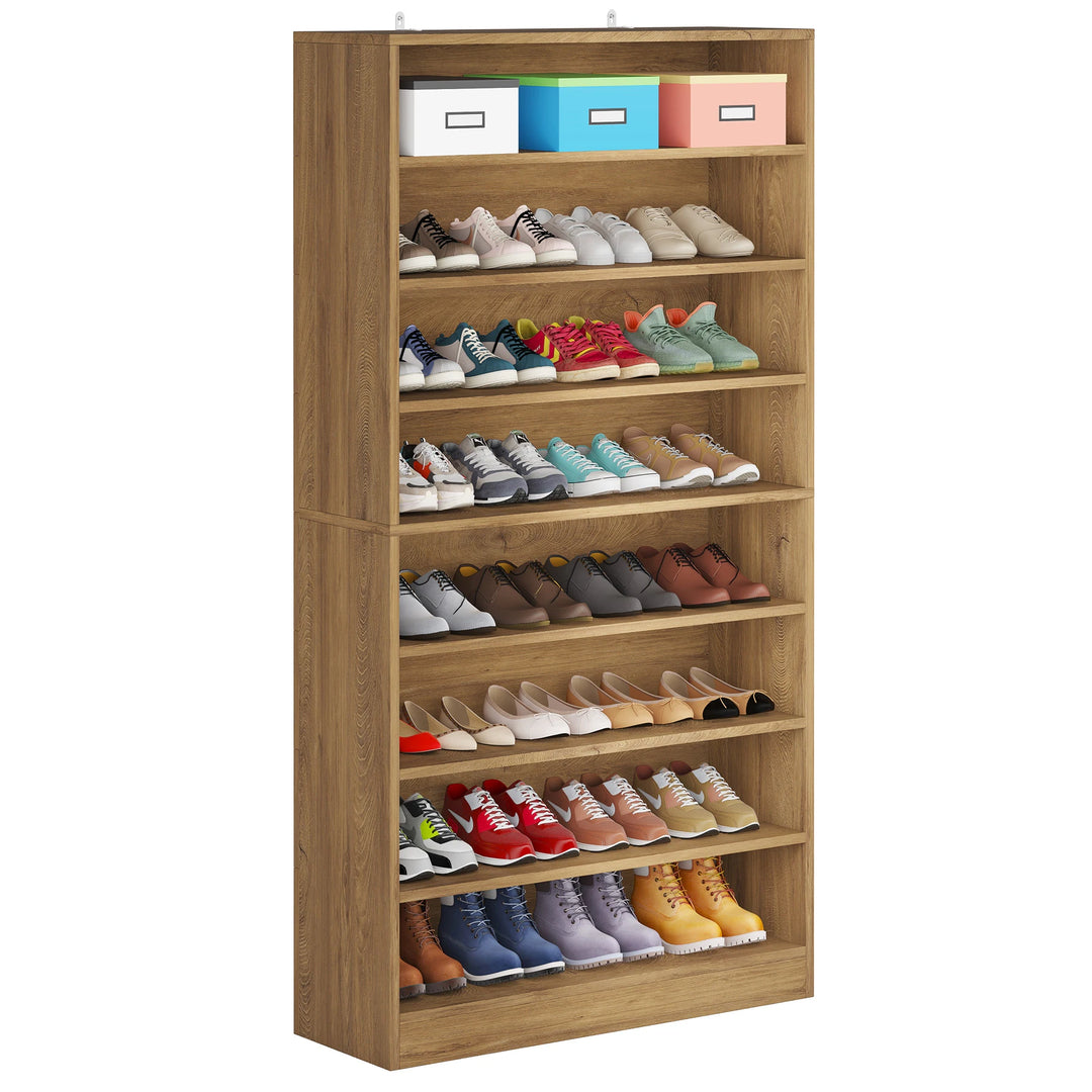 9 Tiers Shoe Cabinet, 40-45 Pairs Heavy Duty Wood Freestanding Shoe Storage Cabinet