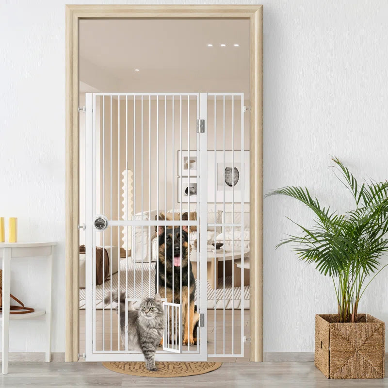 Eresmia 61“ Extra Tall Pet Gate for Doorway, Adjustable Pressure Mounted Pet Gate with Door