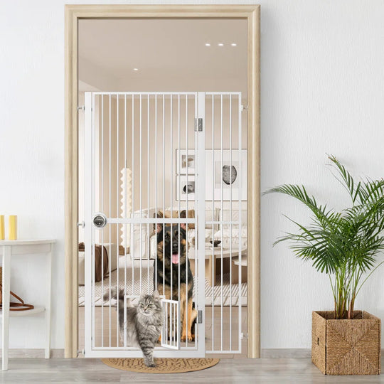 Eresmia 61“ Extra Tall Pet Gate for Doorway, Adjustable Pressure Mounted Pet Gate with Door
