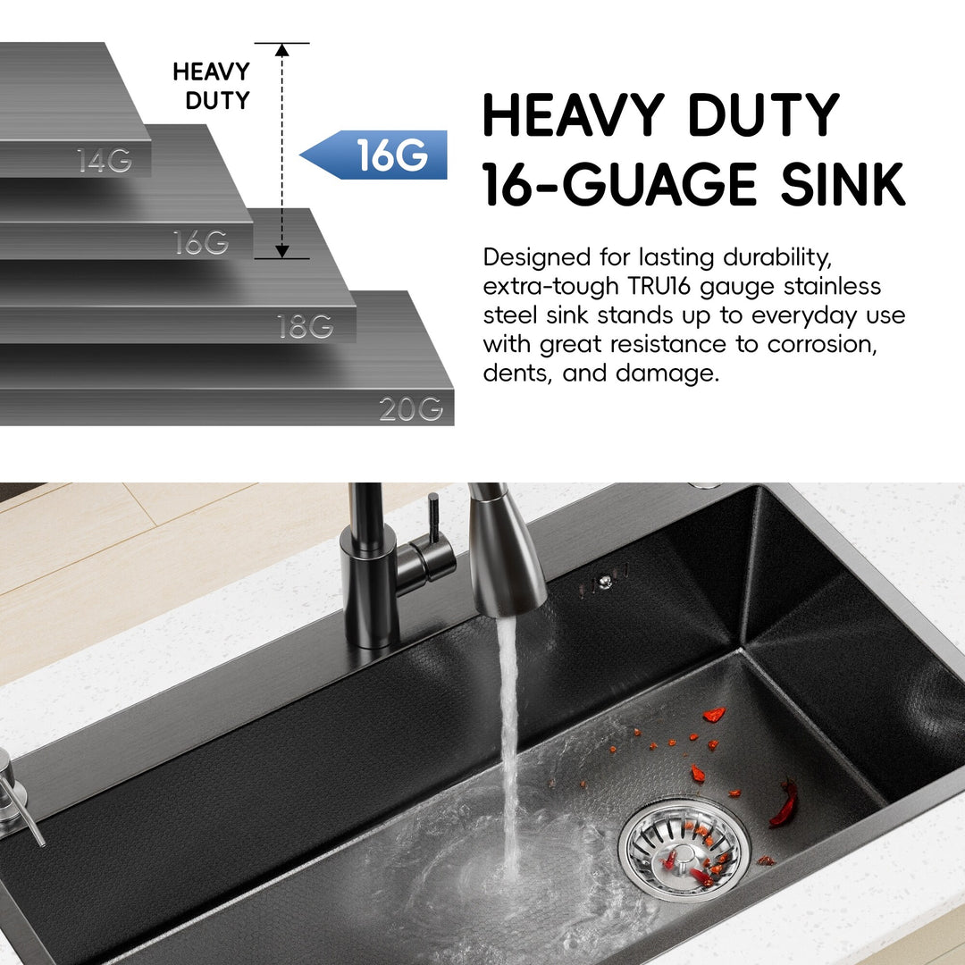 Drop-In/Undermount Single Bowl Stainless Steel Kitchen Sink