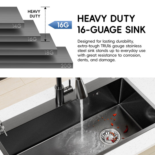 Drop-In/Undermount Single Bowl Stainless Steel Kitchen Sink
