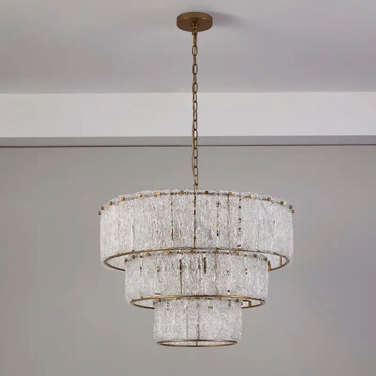 8-Light 3 Tiered Glass Chandelier Pendant Lights - W27.75" X H85"