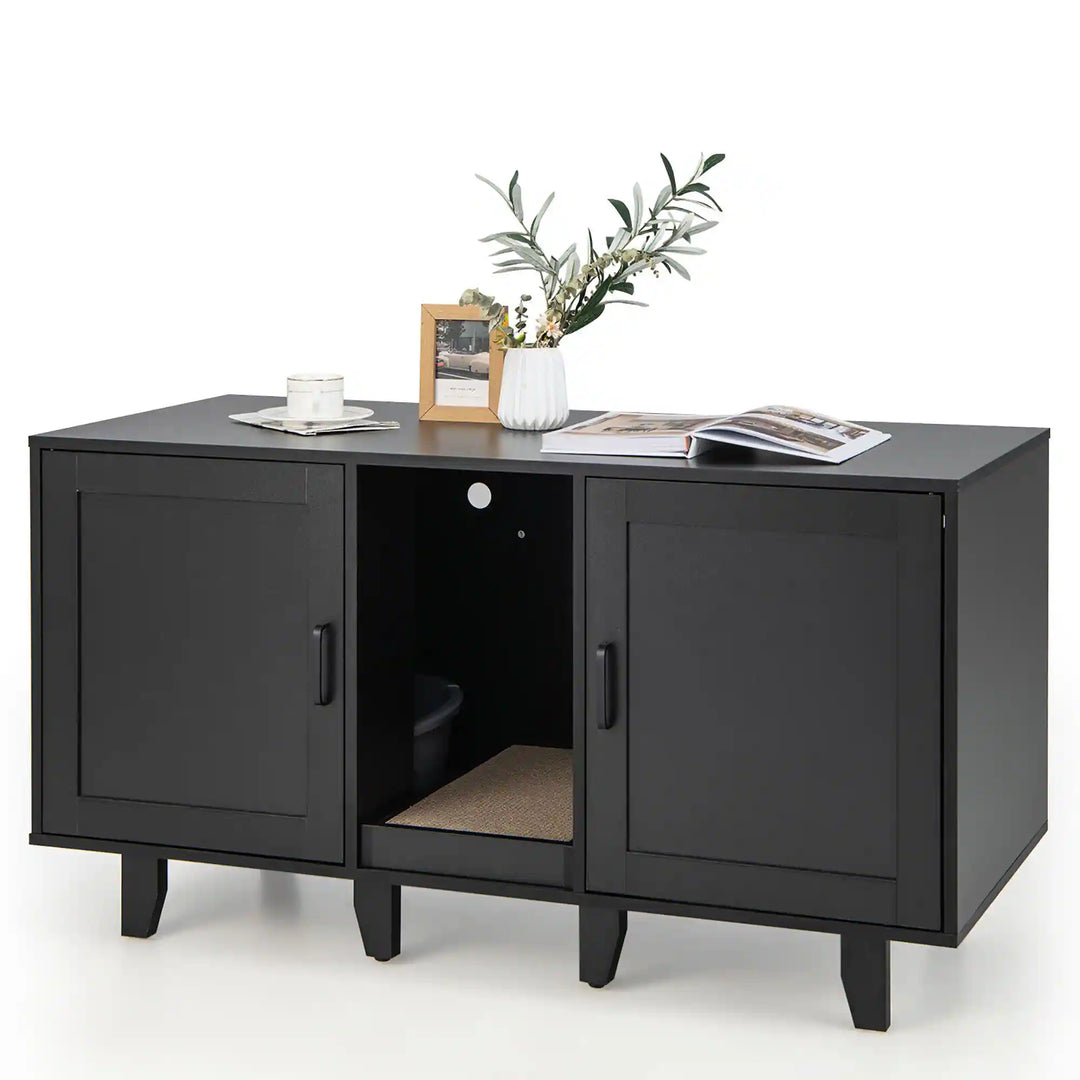 Cat Litter Box Enclosure TV Stand Cabinet Hidden Cat House