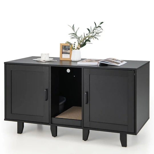 Cat Litter Box Enclosure TV Stand Cabinet Hidden Cat House