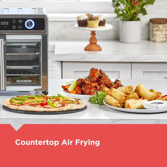 Air Fryer Toaster Oven Combo, 12 in 1 Countertop Convection Oven Cooks Food Fast, Fits a Whole Pizza, French Doors
