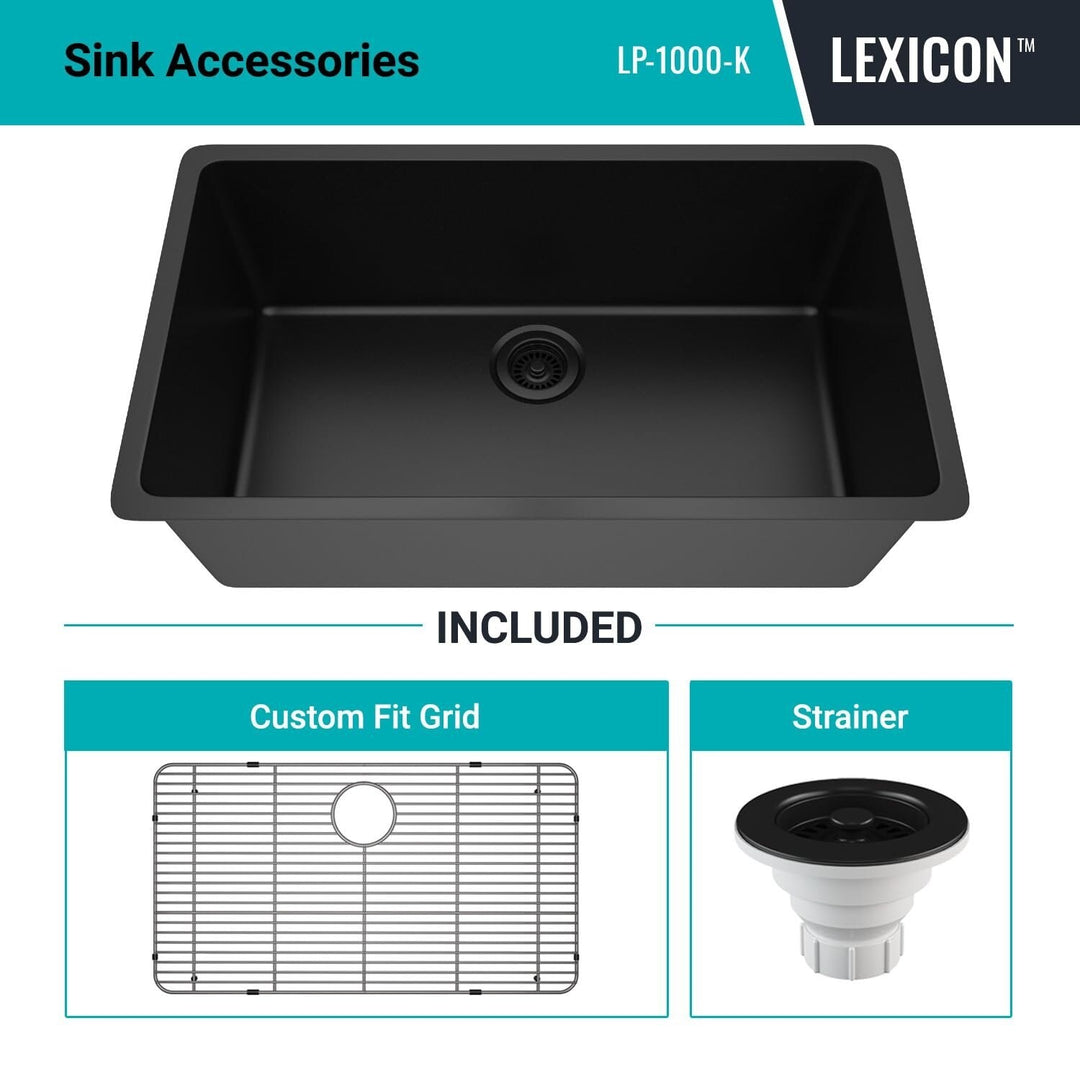 Drop-In Quartz 32 Inch Single Bowl Kitchen Sink Kit - 32"X19"