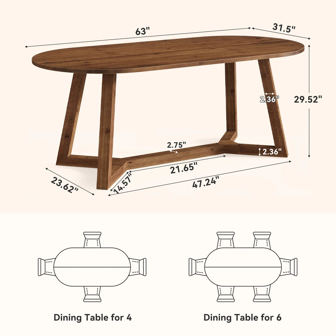 Solid Wood Dining Table, Kitchen Table, Living Room Office Accent Dining Table Gathering Table