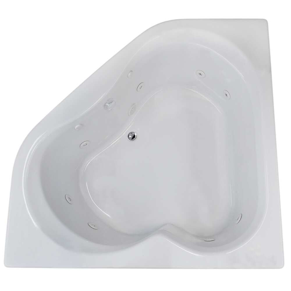 Cascade 60 X 60 Corner Whirlpool Jetted Bathtub in White