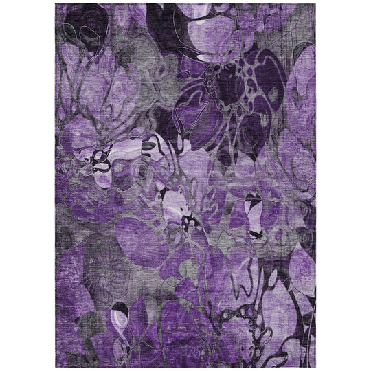 Machine Washable Indoor/ Outdoor Modern Floral Chantille Rug
