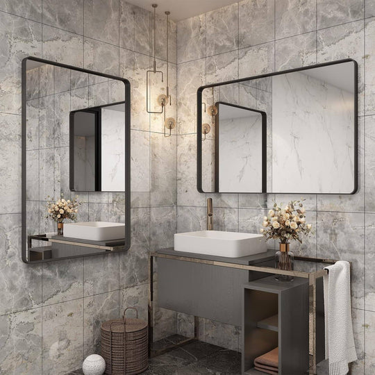 Aluminum Alloy Framed French Cleat Mounted Tempered Glass Wall Vanity Mirror