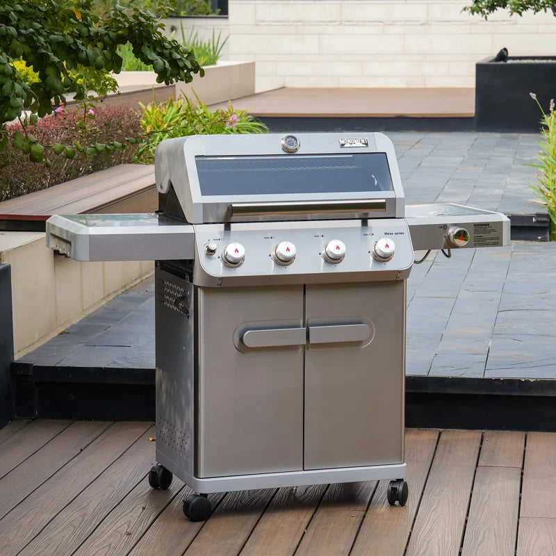 Mesa 405K,4-Burner Gas Grill with Smoker Box and Side Burner, 52,000 BTU – Perfect for Family Bbqs, Holiday Gift