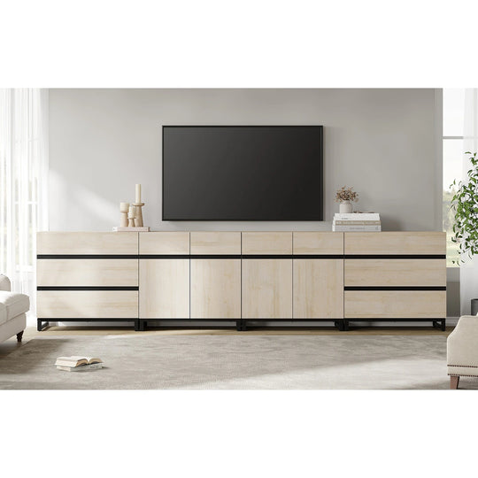 Modern TV Stand for Tvs up to 120 Inches, 4-In-1 Media Console with 6 Drawers and Adjustable Shelves, Entertainment Center