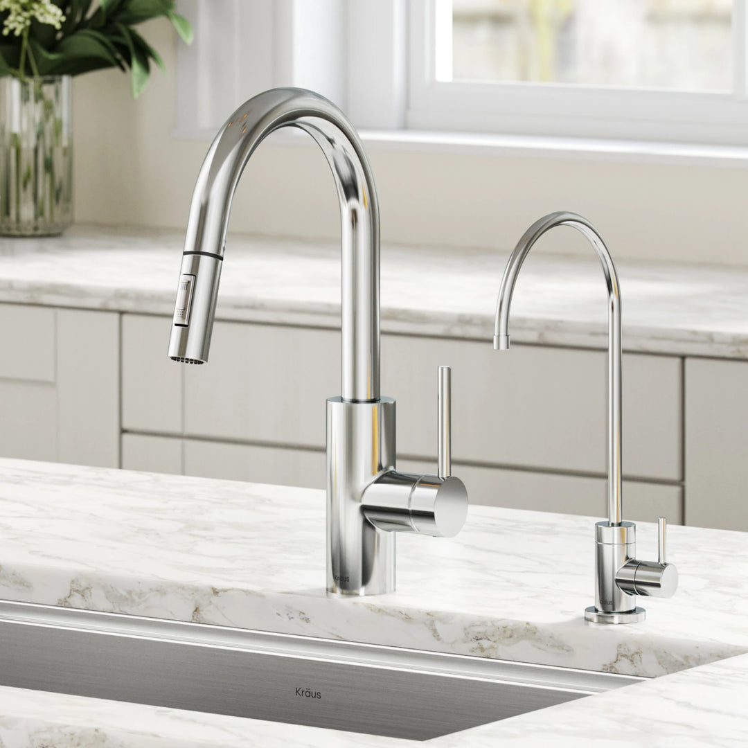 2-Function 1-Handle 1-Hole Pulldown Sprayer Brass Kitchen Faucet
