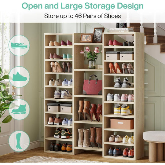 14-Tier Shoe Rack, 46 Pairs Freestanding Tall Entryway Shoe Organizer
