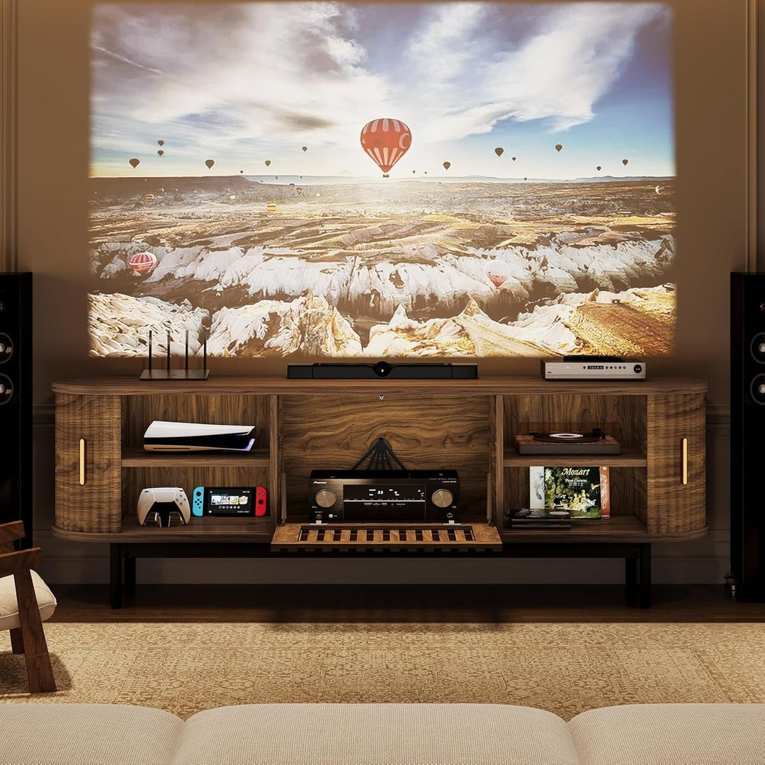 70" TV Console, Mid-Century Modern Media Entertainment Center for Tvs up to 80" - 70" W X 15.75" D X 23.62" H