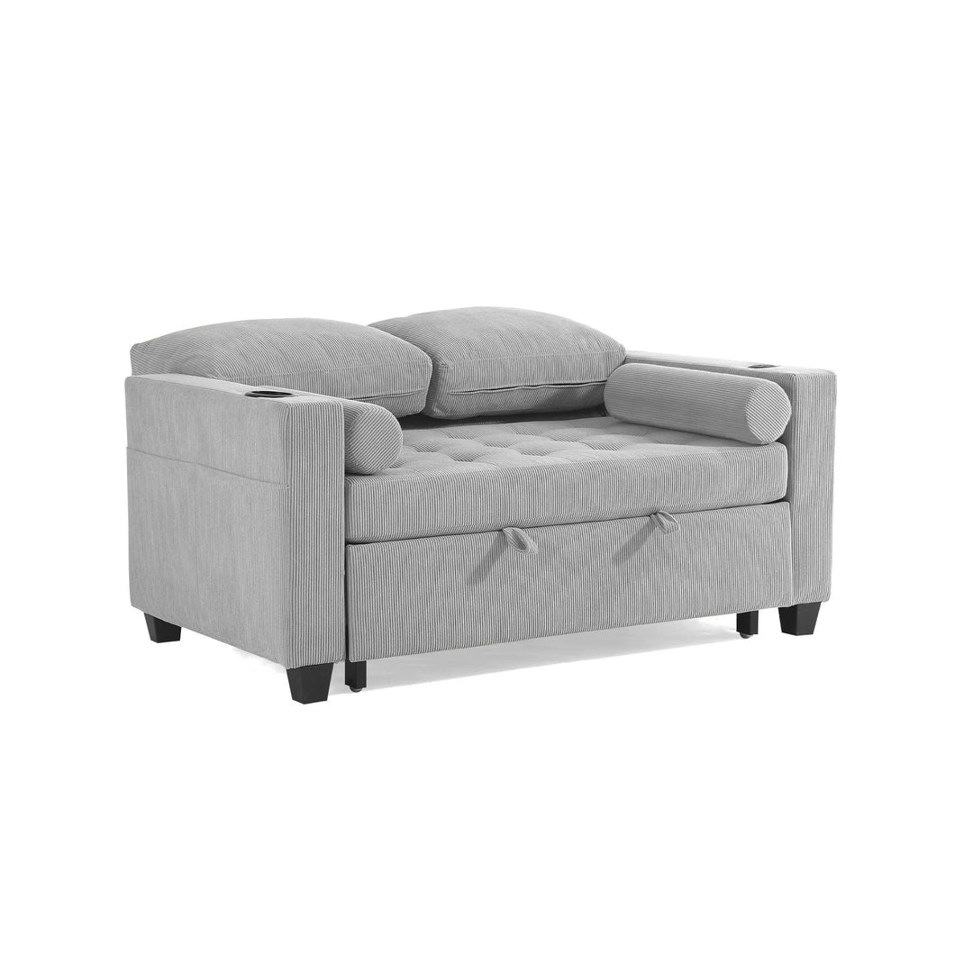 3-In-1 Pull-Out Sleeper Sofa Bed Convertible Adjustable Multi-Functional Loveseat with USB Port