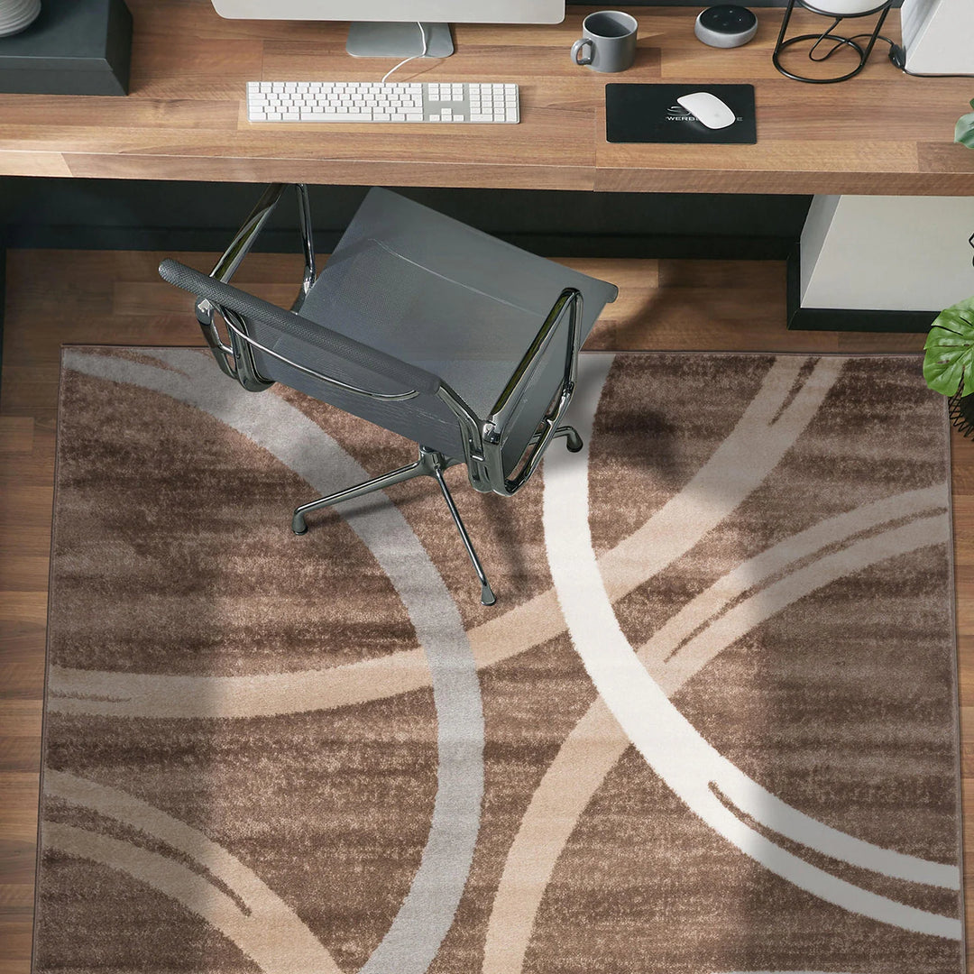 Contemporary Abstract Circles Design Area Rug
