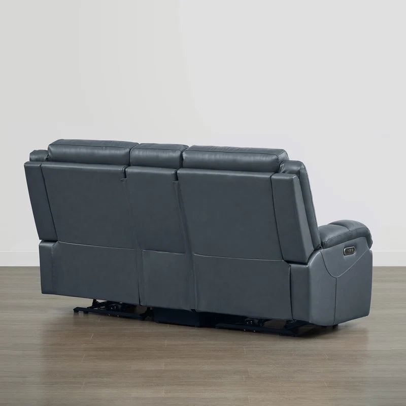 Hadlee Genuine Leather Reclining Sofa with Multi-Function Console.
