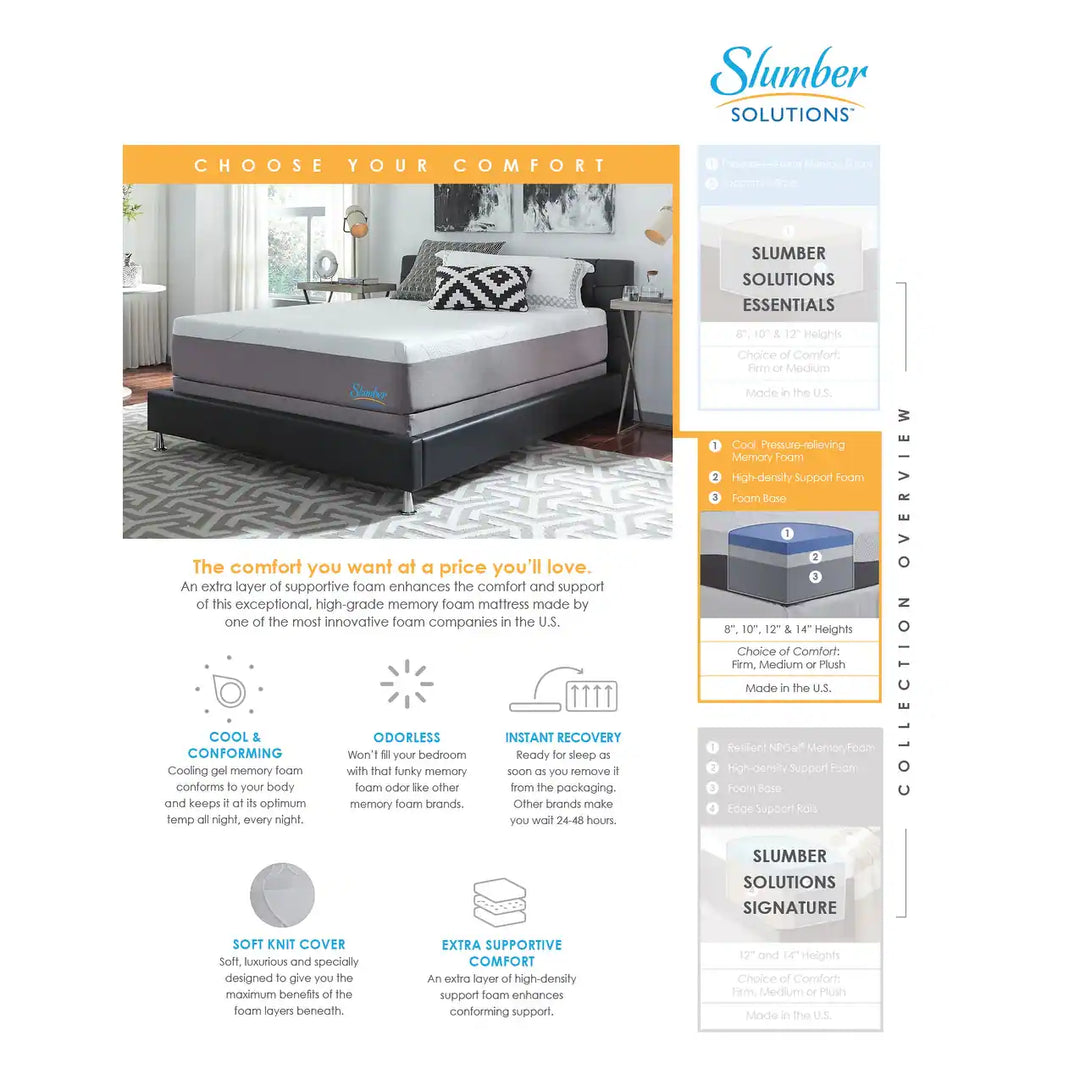 14-Inch Gel Memory Foam Choose Your Comfort Mattress - White