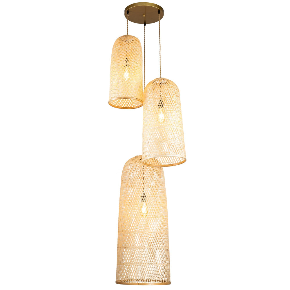 Three Lights Rattan Pendant Light