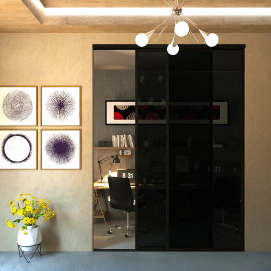 2 Panel - Black Frame - Closet and Room Divider